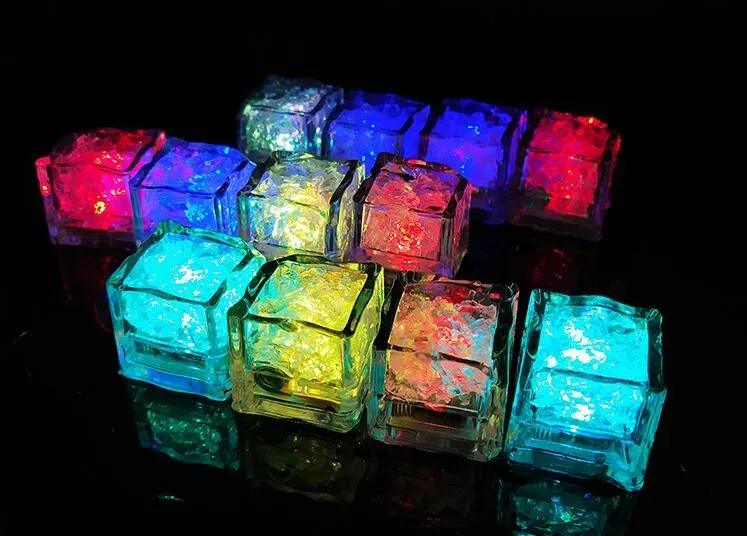 New Mini LED Party Lights Square Color Changing LED Ice Cubes Glowing Ice Cubes Blinking Flashing Novelty Party Supply Bulb AG3 Battery