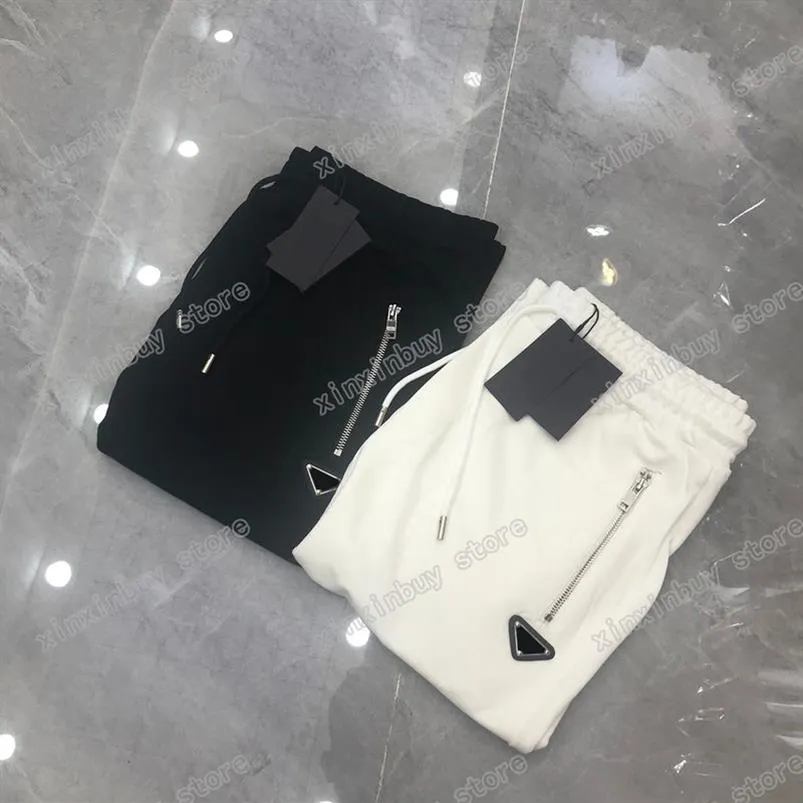 22SS Herrkvinnor Designer Pants Metal Triangle Etikett Dragkedja Pocket Nylon Pant Men Webbing Trousers Black White XinxinBuy S-XL205Z