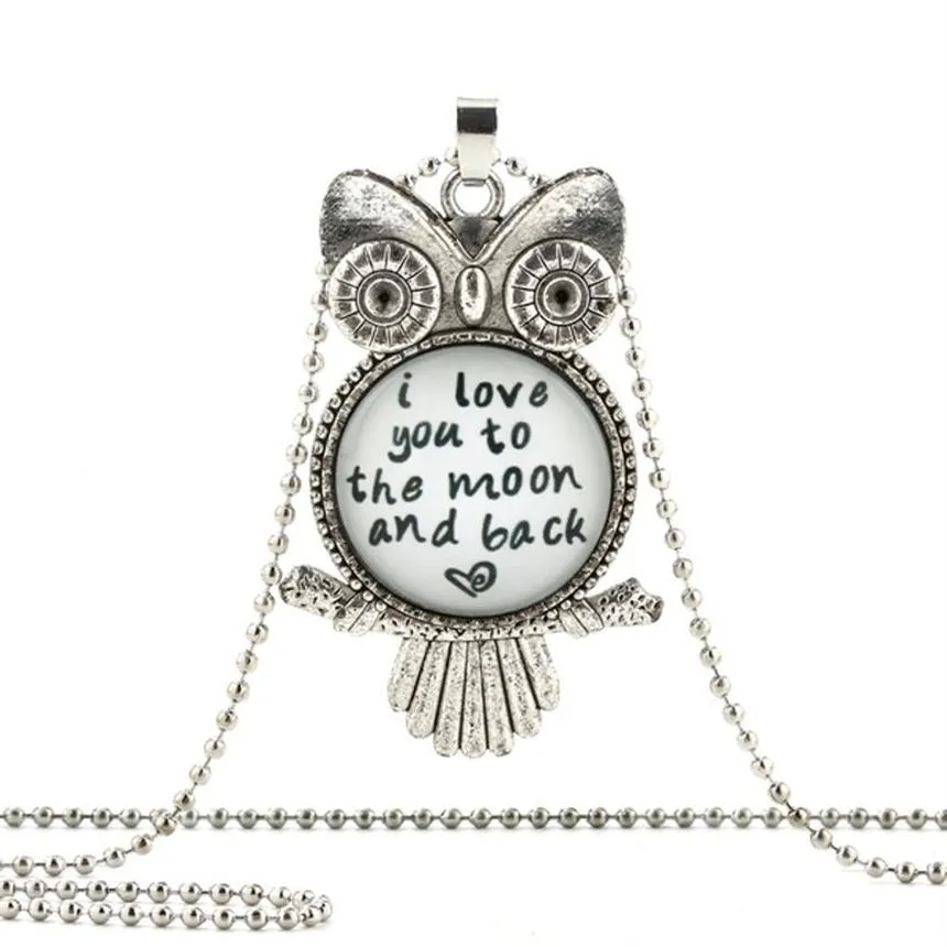 Collier pendentif hibou je t'aime jusqu'à la lune et au dos, bijoux blancs pour lui, son Art, cadeaux pour hommes, 221p