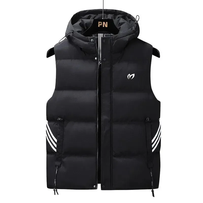 Erkek yelek kış golf ceketler erkekler için yelek 2023 aşağı pamuk rüzgar geçirmez sıcak aşınma kapüşonlu yelek erkek moda gevşek ceket ceket 231011