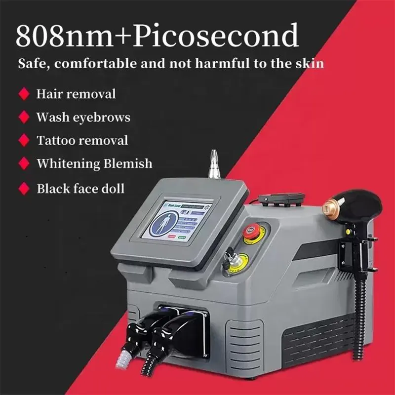 Высокомощный диодный лазер 808 нм для удаления волос 755 пикосекундного лазера для удаления татуировок Углеродный черный косметическое оборудование для лица куклы Мытье бровей Отбеливание кожи