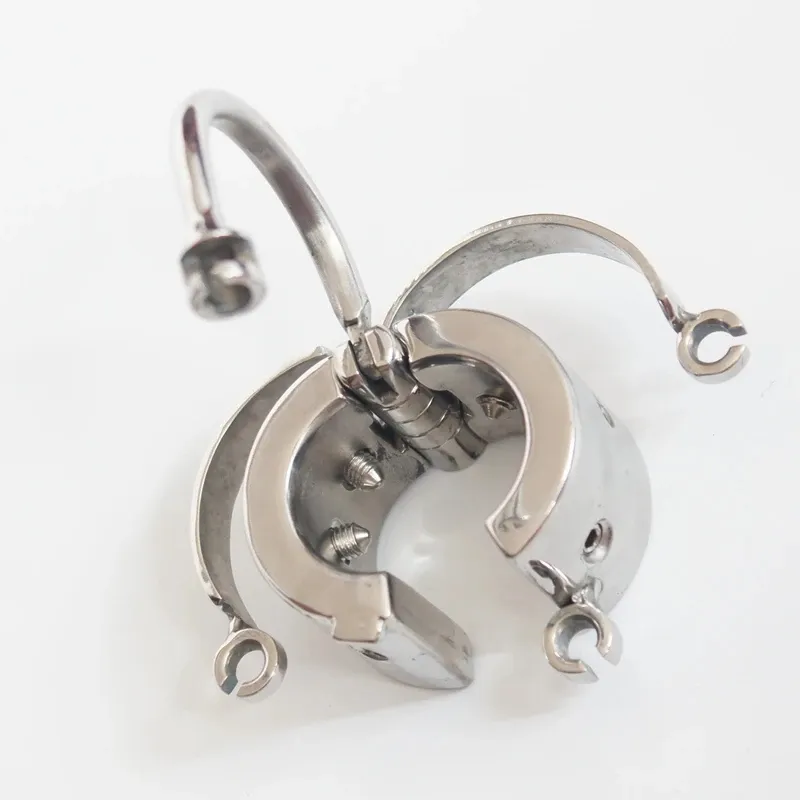 Male Chastity Scrotal Bondage Ring Locking Device Stainless Steel Penis ring Ball Stretcher Cock Ring Testis Sex Toys For Men