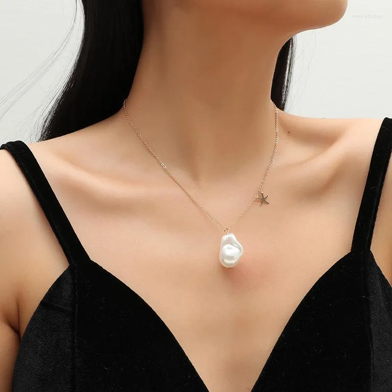 Pendant Necklaces Baroque Style Irregular Simulated Pearl For Women Girl Minimalist Jewelry Starfish Necklace Year Gift