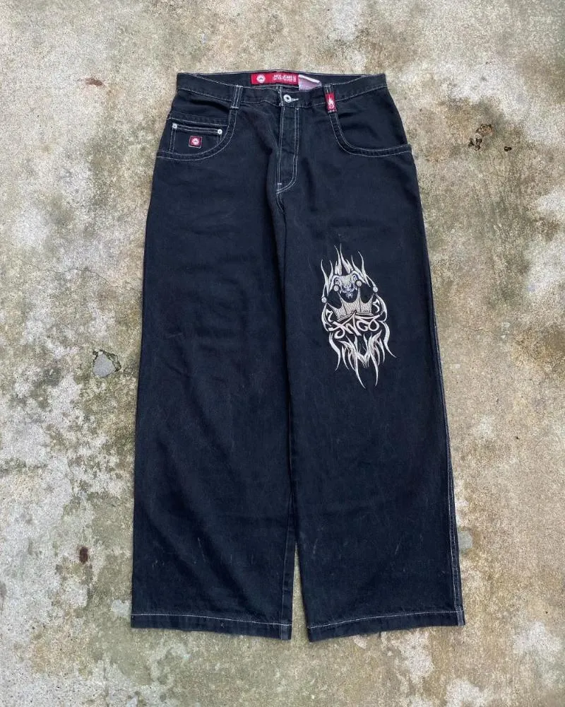 JNCO Mens Oversized Baggy Jeans With Y2K Graphic Design JNCO Mens Oversized Baggy Jeans With Y2K Graphic Design