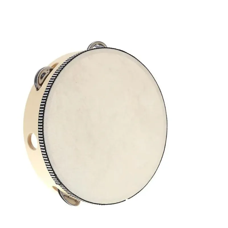 2 Tambourins En Bois 6 Pouces Pour Enfants - Avec Clochettes - Jouet Musical Pour Fêtes Et Danse - Motifs Animaux