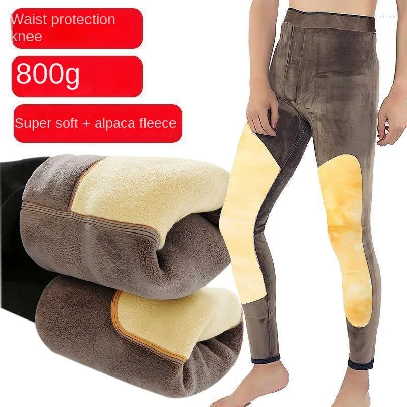 Herrenhose, lässig, Fleece, Winter-Leggings, warm, dick, lockere Hose, hohe Taille, Bund, Plüsch, Kaschmir, Thermowolle, Hose