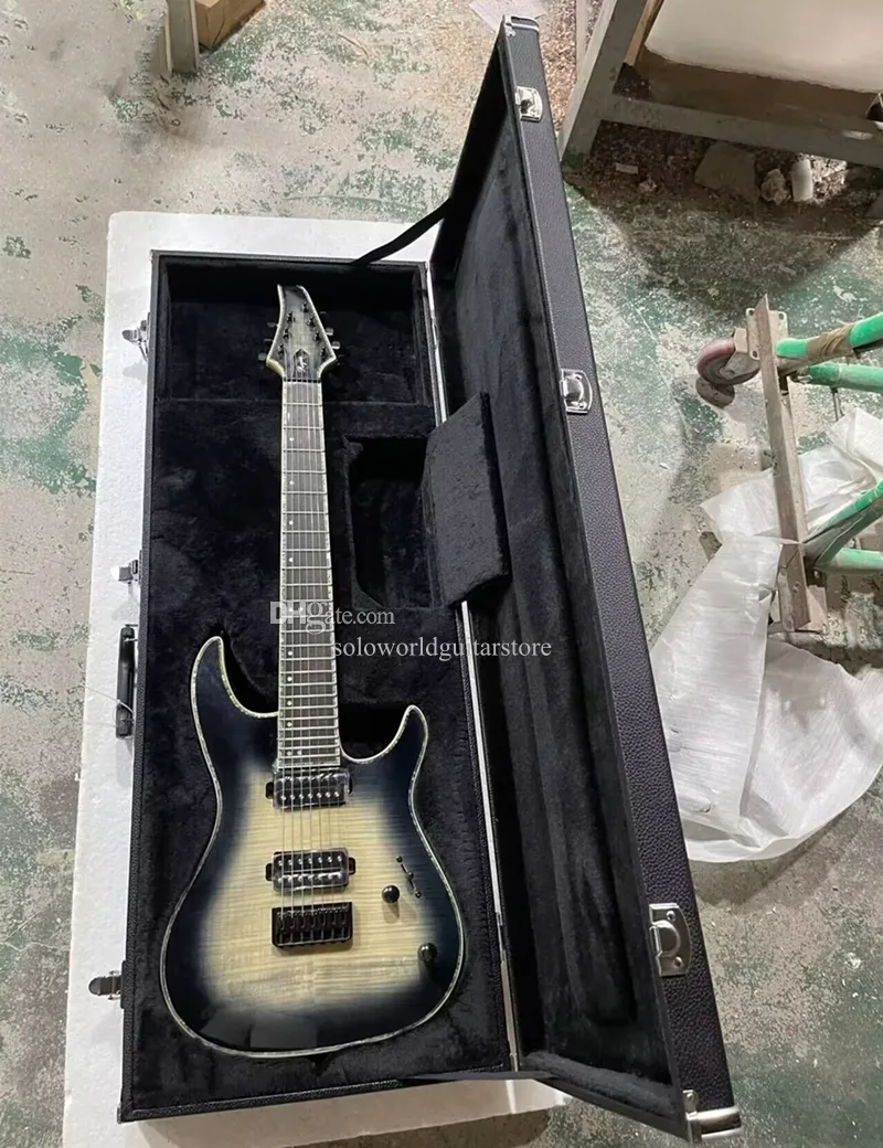 Black Neck-Body 7 Strings Elektryczna gitara z hebanową podstrunnicy, wiązanie perłowe, można dostosować