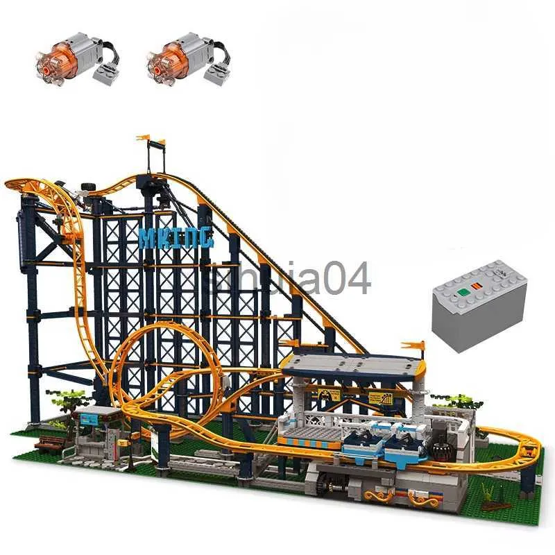Motorized Roller Coaster Building Blocks Set - Amusement Park ...