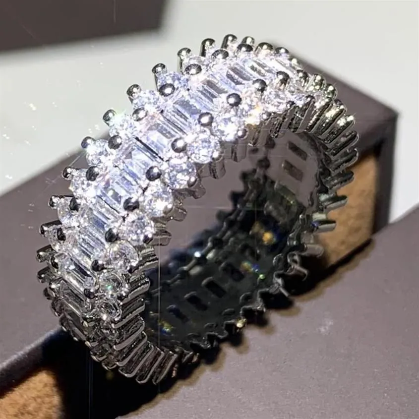Cluster Ringen Maat 6-10 Verkoop Vrouwen Mode-sieraden 925 Sterling Zilver Princess Cut Witte Kubieke Zirkoon Promise Wedding Ring210l