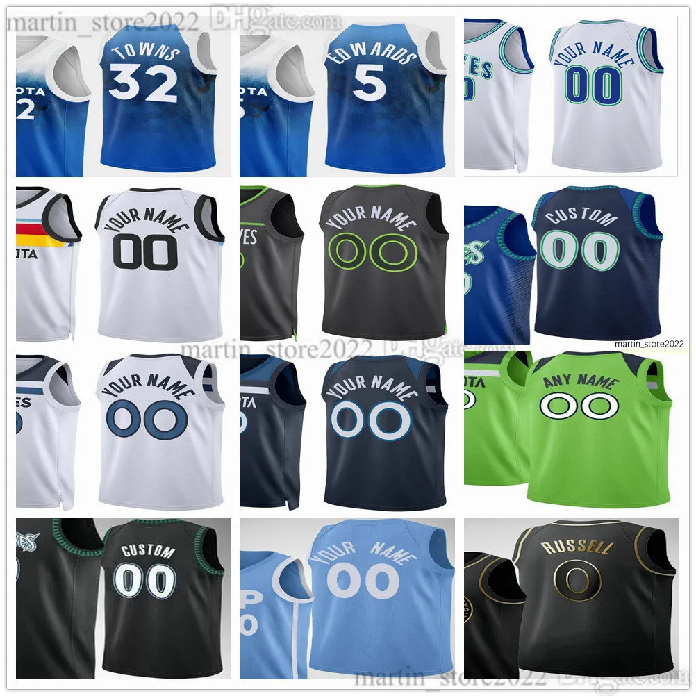 Basketbalshirts Anthony 5 Edwards Rudy 27 Gobert Karl-Anthony 32 Towns Mike Conley McDaniels Naz 11 Reid Alexander-Walker Kevin 21 Garnett Heren Dames Jeugd Gedrukt