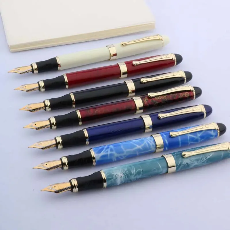 Fountain Pens High Quality Brand Jinhao X450 Metal Fountain Pen Blue Green Golden Ink Pen Office School Supplies Writing Gift 231011