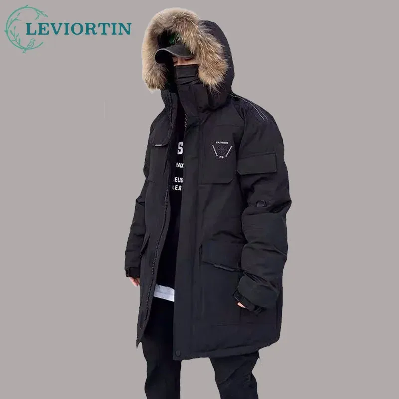 Herrarna ner parkas mäns vita anka ner jacka last varm huva tjocka puffer rockar par hög kvalitet överrock termisk vinter parka streetwear 231010