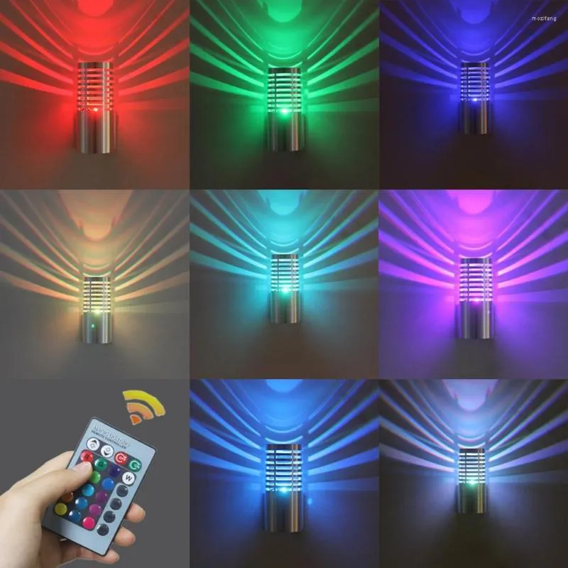 مصباح الجدار 3W RGB LED مع التحكم عن بعد في الهواء الطلق الزخرفية متعددة الألوان لأسفل مصابيح لزينة غرفة المعيشة غرفة النوم