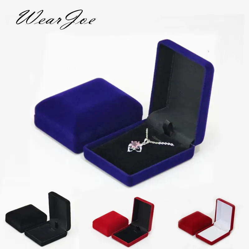 Jewelry Boxes Wholesale Pendant Necklace Chain Storage Package Gift Box Soft Black Blue Red Velvet Casket Long Earrings Organizer 231011