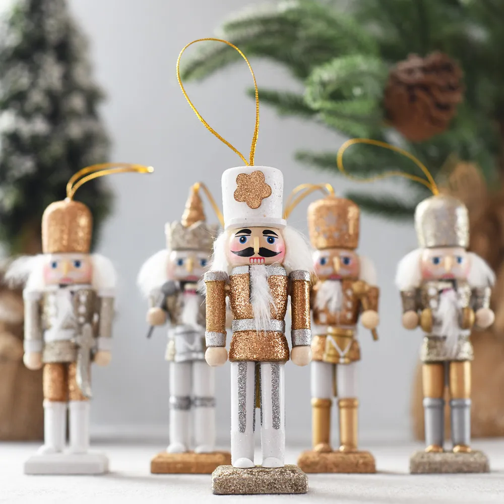 ديكور عيد الميلاد الخشبي للمنزل 12 سم جنود دمى Nutcracker لعيد الميلاد الحلي الإبداعية والهدية البارتي عيد الميلاد