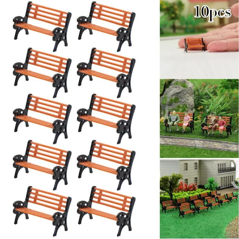 Decorative Flowers Garden Decoration Model Park Bench 1:87 Chair For HO Scale Plastic 0.79 0.55 0.35inch/2 1.4 0.9cm 10Pcs