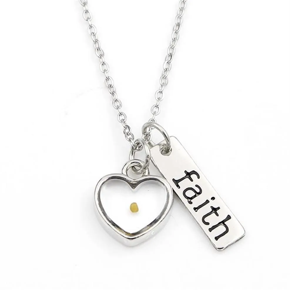 Pendentif Colliers Villwice Faith comme petit collier de graines de moutarde chaîne en acier inoxydable bijoux d'inspiration chrétienne cadeau 254K