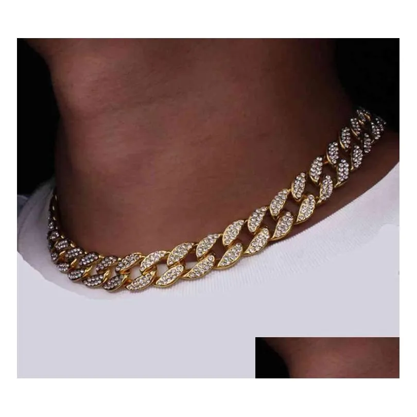 Ожерелья с подвесками в европейском и американском стиле хип-хоп, кубинская цепочка шириной 15 мм с бриллиантами для мужчин и женщин, индивидуальная тенденция, уличные цепочки для ключей2504306 Dhsnv