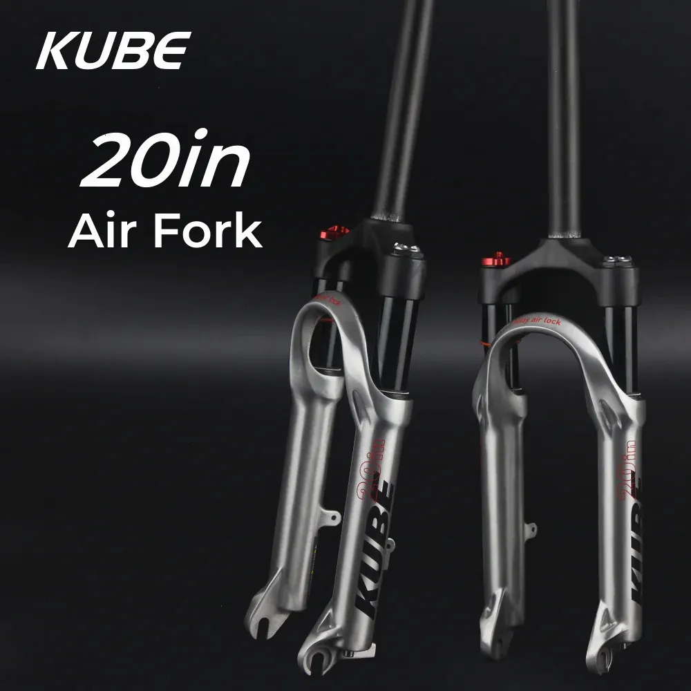 شوكات الدراجة Kube Mountain Absorber Air Fork Hard and Soft Admable Lock 20inch Plmx BMX Small Wheel Diameter Dimeter Brake 231010