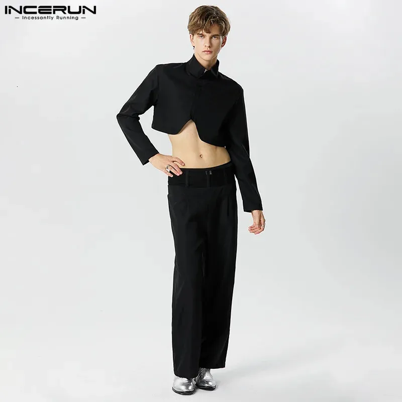 Męskie dresy 2023 Mężczyźni ustawiają stały kolor stojak uliczny stojak na stojak z długimi rękawami spodni Blazer Dwie kawałki swobodne garnitury S5xl Inderun 231011