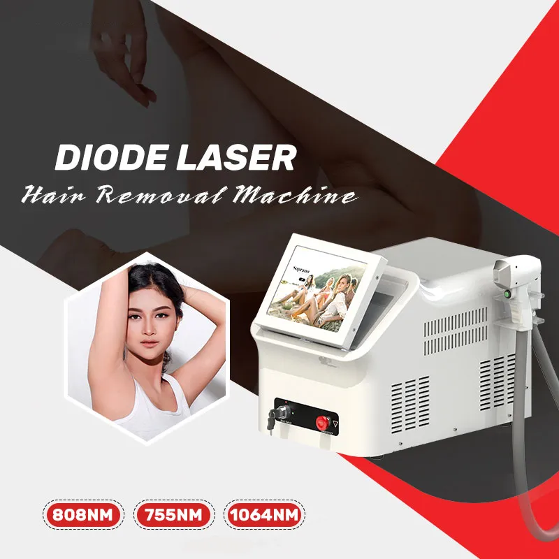 Kostenloser Versand 808-nm-Diodenlaser-Haarentfernungsgerät Schmerzlose dauerhafte Hautverjüngung