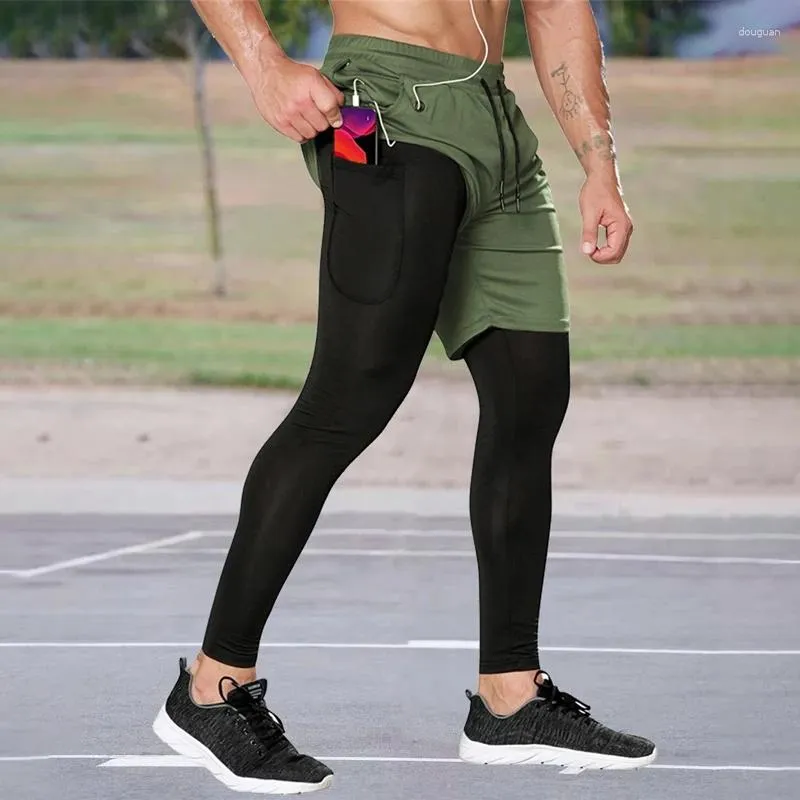 Quick Dry 2 In 1 Compression Running Leggings With Pockets For Men Gym,  Running, And Workout Pants With Elastic Fit And Seamless Design From  Douguan, $17.32