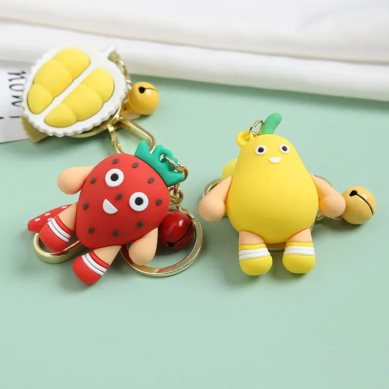 Keychain Fashion Simulation Fruit Avocado Smile-Shaped 3D Soft Harts Strawberry Key Chains Jewelry Wedding Party Gift 12 LL