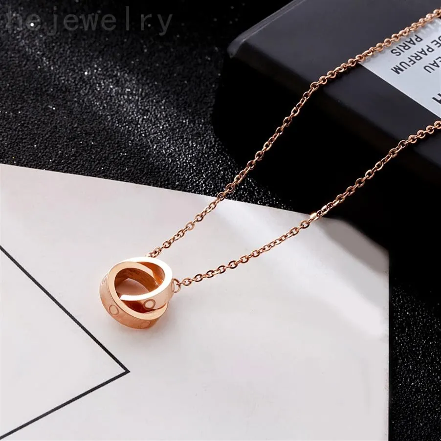 Circle designer necklace love pendant necklces for men plated gold valentines day stainless steel luxury simple diamond necklaces 302G