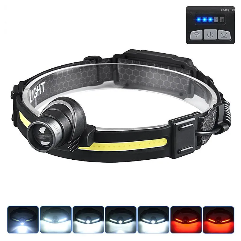 Headlamps Induction Headlamp USB Rechargeable COB Head Lamp Zoom Headlights Camping Outdoor Torch Work Light