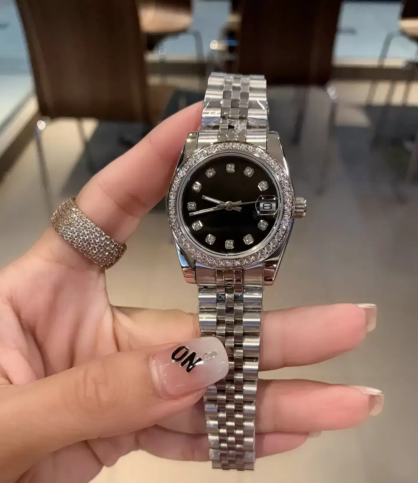 Elegant Automatic Mechanical Diamond Bezel Women's Datejust Watch