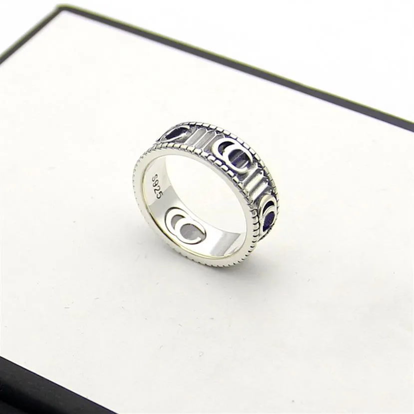 Europe America Retro Style Ring Women Lady Brass Silver Plated Engraved Stripe Pattern G Letter Wedding Engagement Narrow Rings Si2079