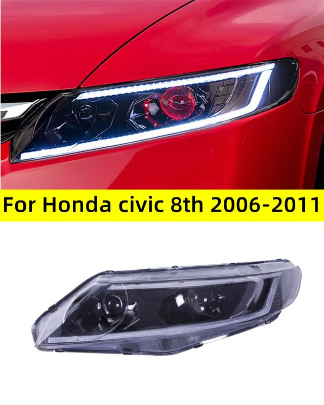 Auto Styling Koplampen voor Honda Civic 8th 2006-2011 Devil's Eye Projector Lens Dynamische Signaal DRL Koplamp Beam accessoire