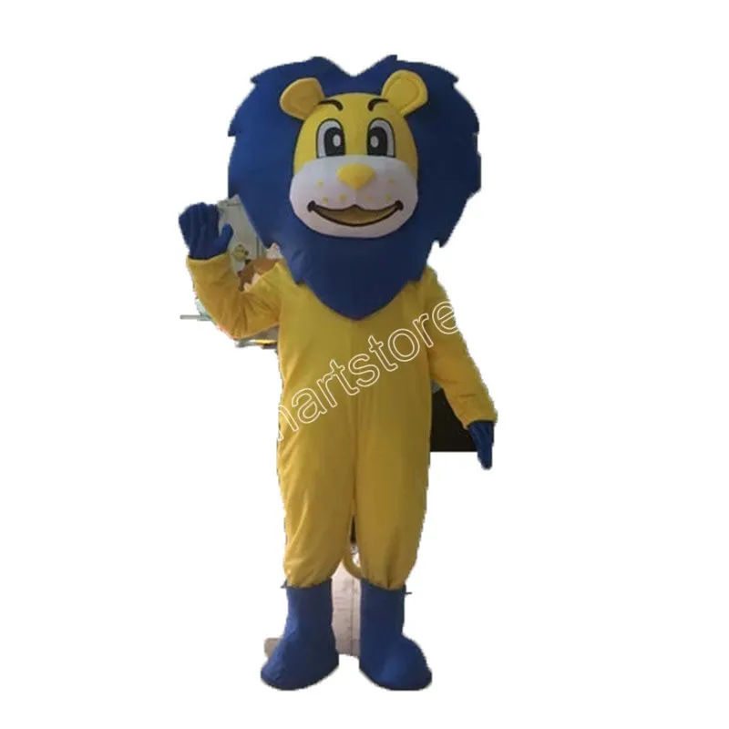 Costume de mascotte de lion bleu de haute qualité, tenue unisexe de carnaval, taille adulte, fête d'anniversaire de noël, déguisement en plein air, accessoires promotionnels
