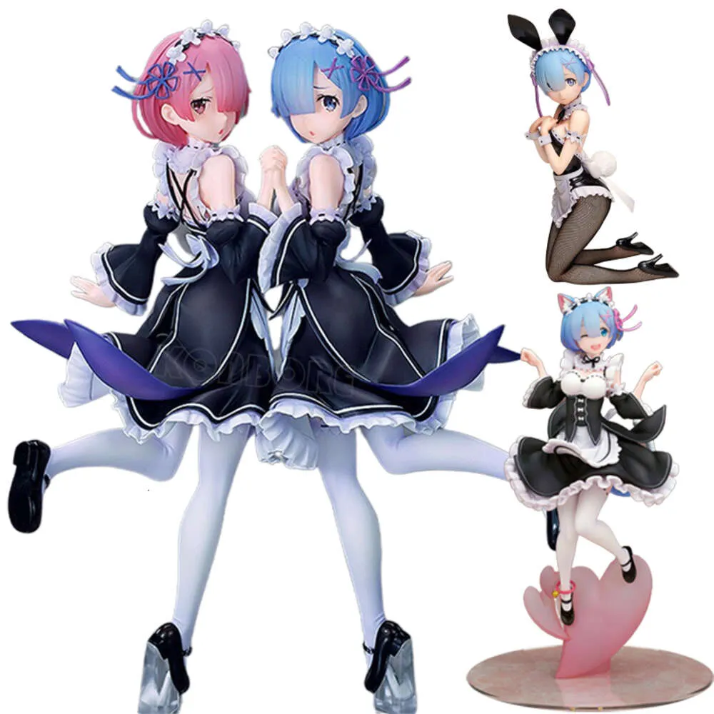 Mascot Costumes 25cm Re:zero Starting Life in Another World Anime Figure Rem & Ram Twins Action Figure Rem/ram Figure Collectible Model Doll Toy