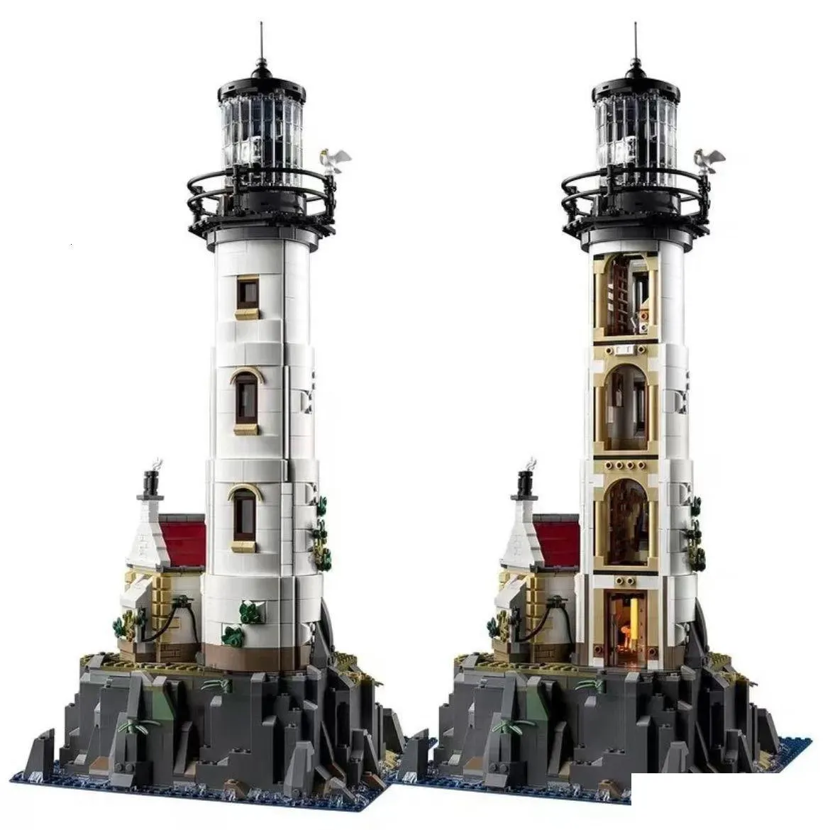 Block Blocks Electric Lighthouse 21335 2065PCS Model Building Block Motoriserade tegelmonterade leksaker för barn Julklappar Z0518 DHML9