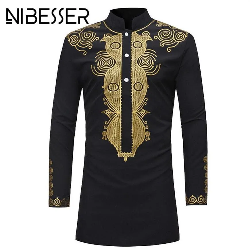 Nibesser Men Dashiki Dress Shird Summer African Clothing Man Fashion Design Shit