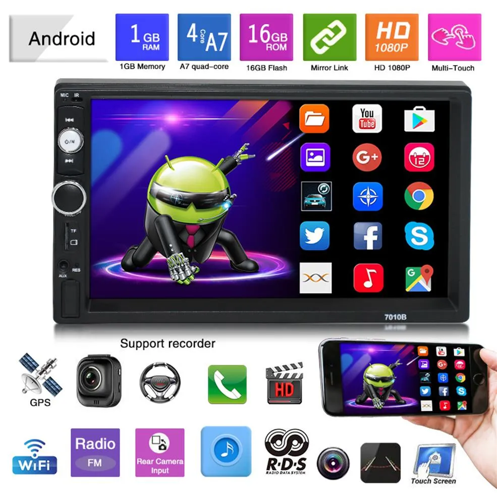 Universal 7 Polegada 2din carro dvd player android navegação gps suporte espelho link invertendo câmera wifi bluetooth rds mp5 function2582