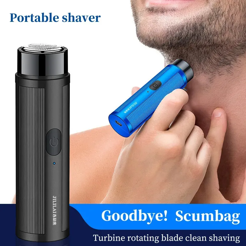 Lâminas de barbear masculinas mini barbeador elétrico automático aparador portátil barba faca barbeador recarregável viagem carro mini barbeador 231011