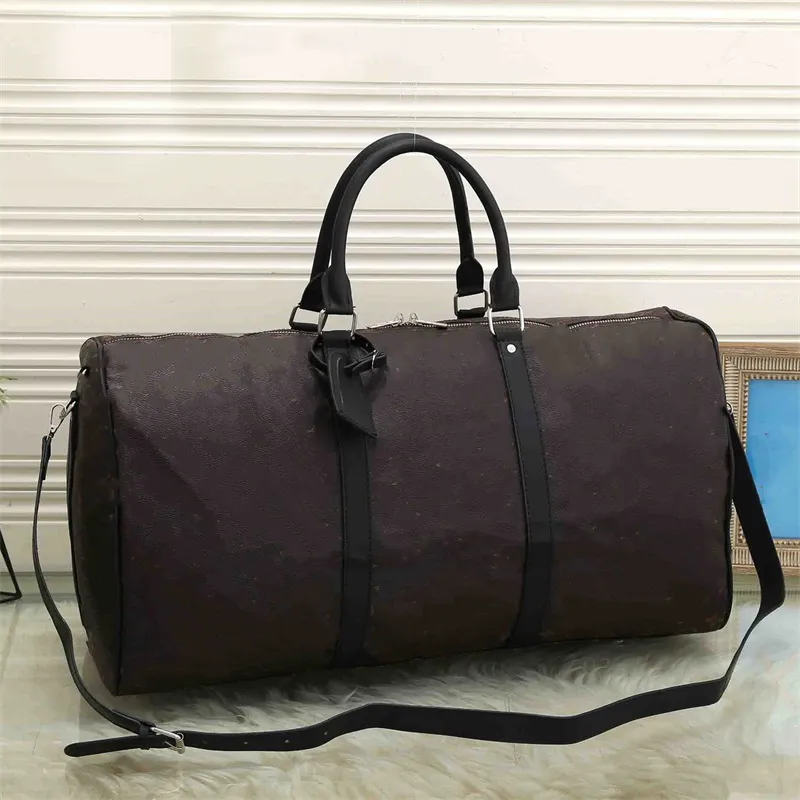 Mens leather top duffle bag black