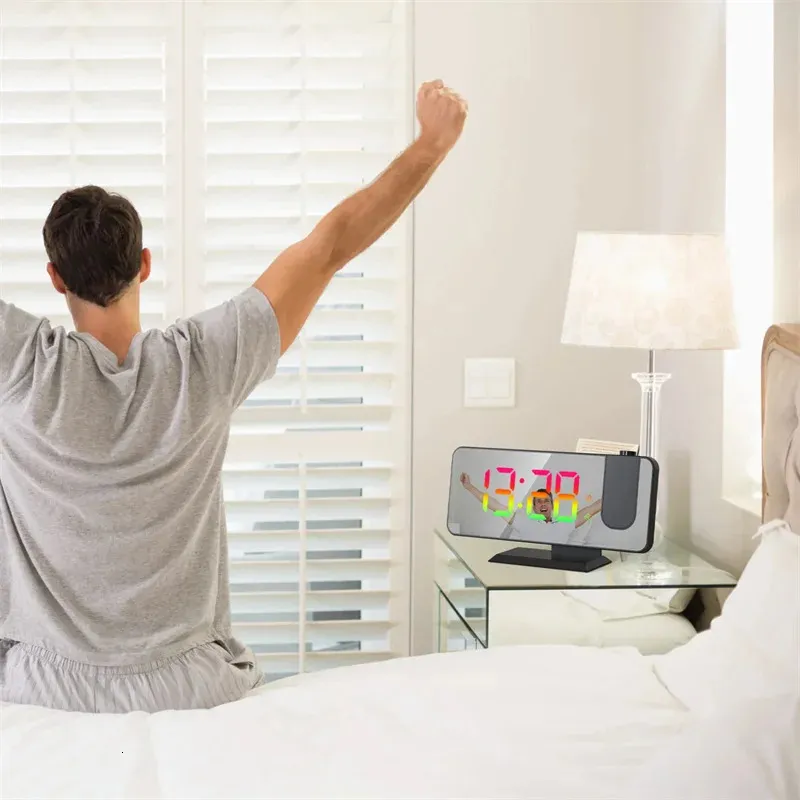Dynamic RGB Projection Alarm Clock - Digital LED Desk Clock with Auto ...
