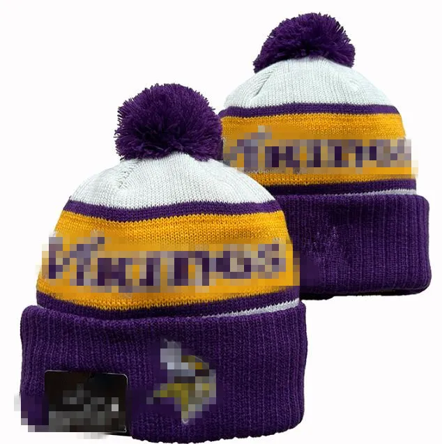 Berretti Minnesota Cappelli con bobble Cappellini da baseball 2023-24 Designer di moda Cappello da secchiello Grosso faux Pom Beanie Natale Sport Cappello lavorato a maglia A3