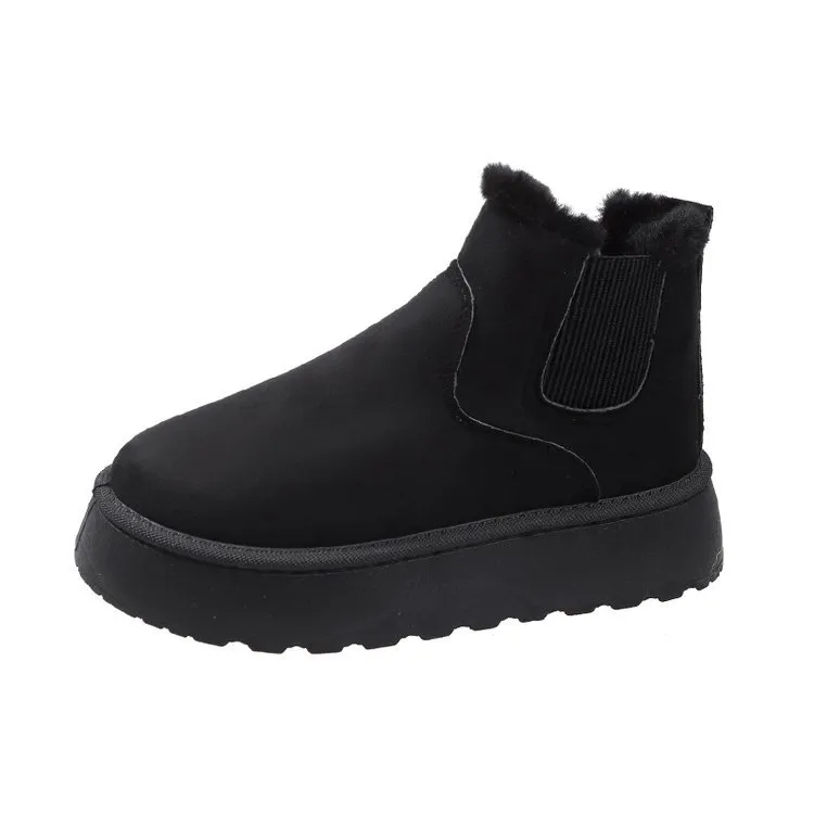 Novas botas femininas bota de neve preto cáqui creme sola grossa pele de algodão botas curtas das senhoras botas de inverno sapatos quentes