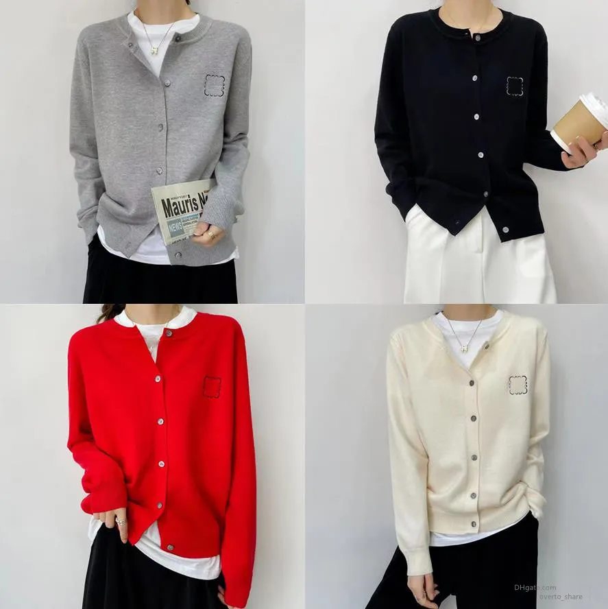 womens sweaters cardigan knitted loewees long sleeve outwear coats knit letter embroidery casual Top