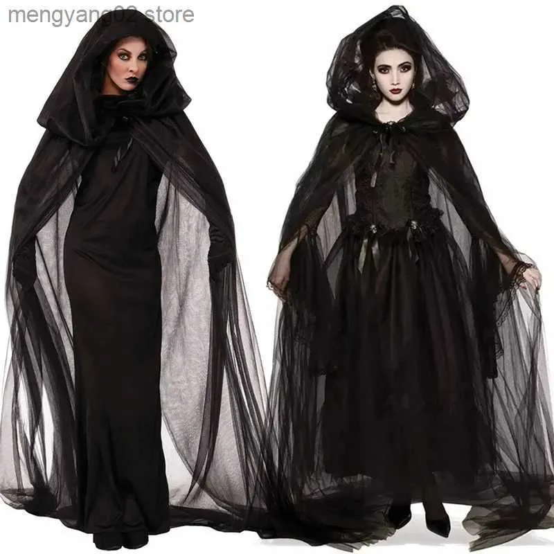 Theme Costume Horror Cosplay Witch Women Scary Zombie Vampire Halloween Carnival Come Spooky Ghost Medieval Hooded Cape Day of The Dead T231011