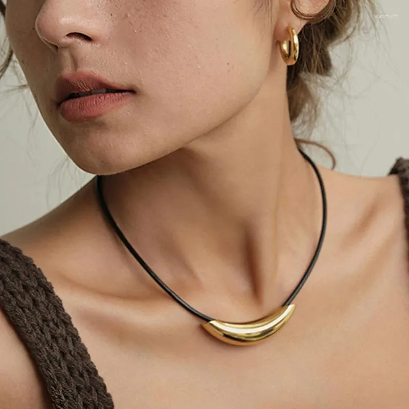 Kettingen Zwart Touw Boogbuis Kettingen Roestvrij Staal Voor Vrouwen Eenvoudige Minimalistische Ketting Unieke Cool Sieraden Waterdicht