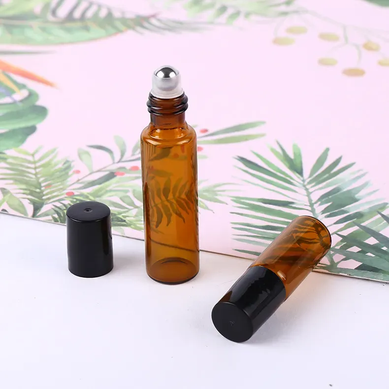 1ml 2ml 3ml 5ml 10ml Amber Roller Bottles Mini Roll On Glass Bottle for Essential Oils Refillable Perfume Bottle WB3248