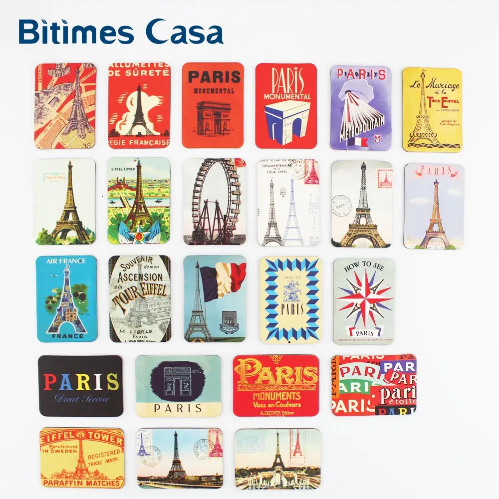 Imãs de geladeira Bitimes Decoração de Casa 24 PCS Paris Tower Sights Set Frigorífico Adesivos Magnéticos França Lembrança de Viagem 231010