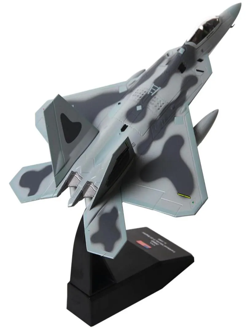 1 100 Skala Airplane Model Toys USA F22 F22 Raptor Fighter Diecast Metal Plan Model Toy for Kids Gift Collection Y200428230P1324914
