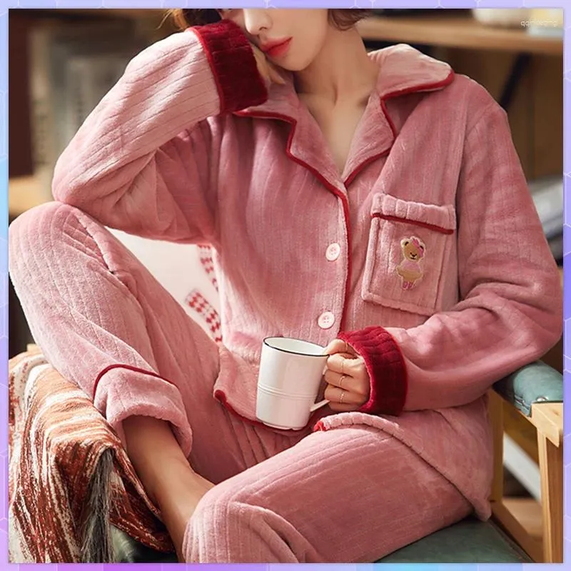 Vêtements à domicile Pyjama chaud Ensemble pour femmes Pyjama Pyjama Flanelle hiver