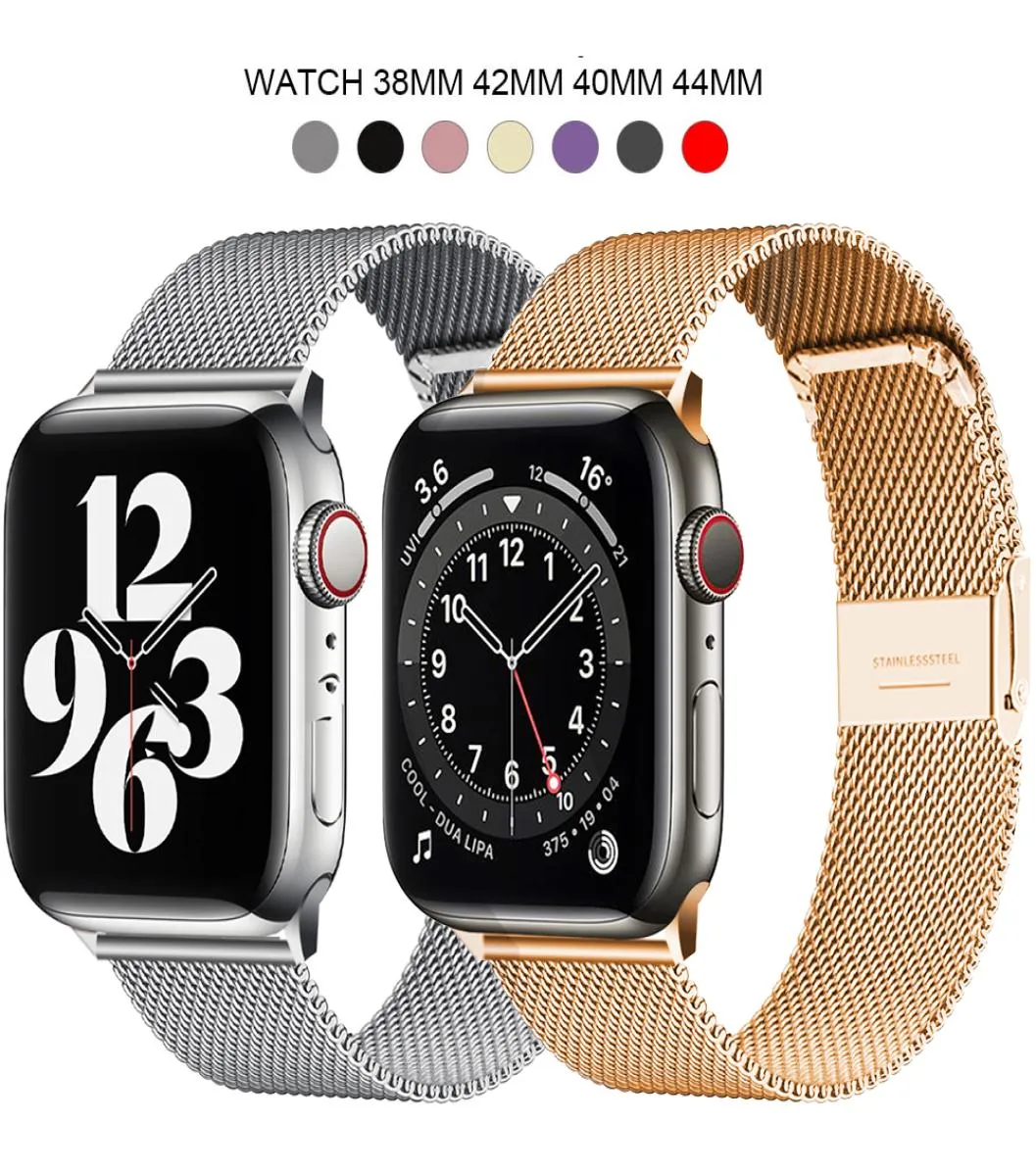 Cinturino per orologio serie 6 7 cinturino SE 44mm 40mm iWatch 5 4 cinturino milanese per orologio 3 42mm 38mm bracciale in acciaio inossidabile5091755